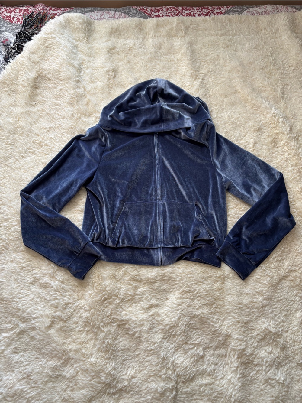 Velvet Off-Shoulder Navy Blue Top